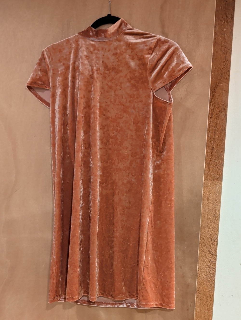 Maxwell Crushed Velvet Cap Sleeve Shift Dress in Light Pink- Size Medium
